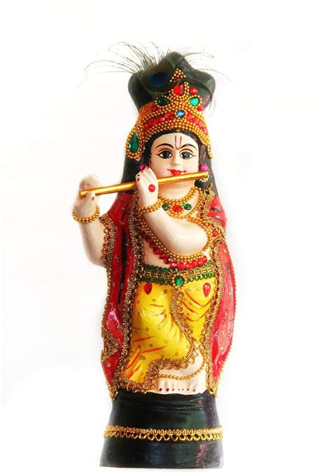 Buy Brahma Crafts Sree Krishna Idol Made in Fibre with Flute and ...