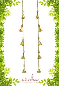 Aroha ® Pooja Mandir Decorative Peacock Hanging Bells with Chain & Hook ...