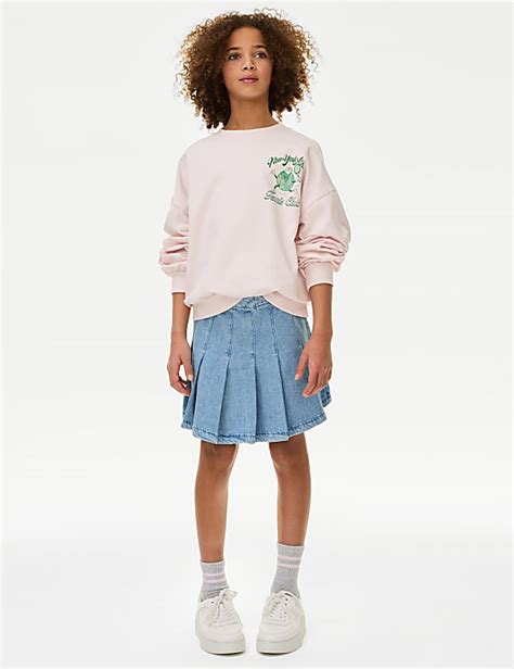 Buy Denim Pleated Skirt (6-16 Yrs) at Marks & Spencer