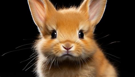 Cute fluffy rabbit sitting looking at camera soft fur generated by ai ...