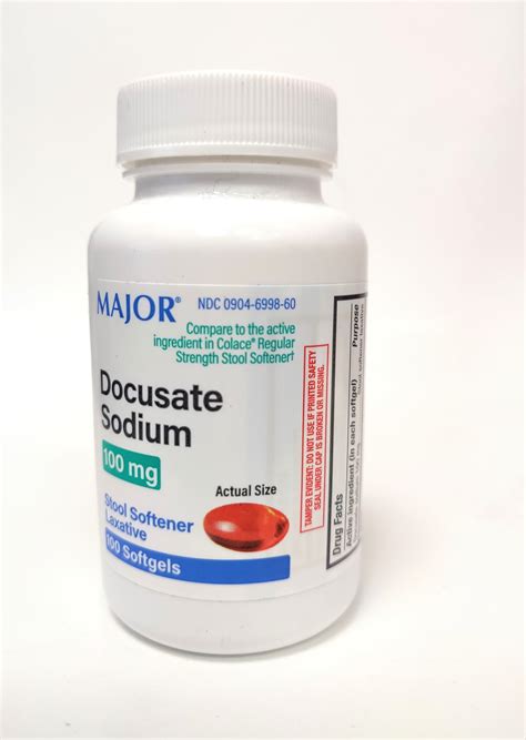 Major Docusate Sodium 100mg Stool Softener Laxative - 100 Softgels - R | Silver Rod Pharmacy