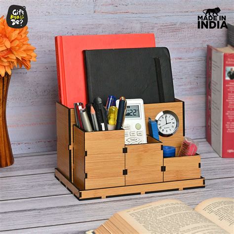 Buy Wooden Multipurpose Desk Organizer Online - Gift Kya De