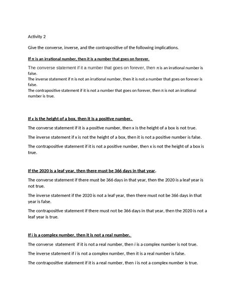 Inverse Converse Contrapositive