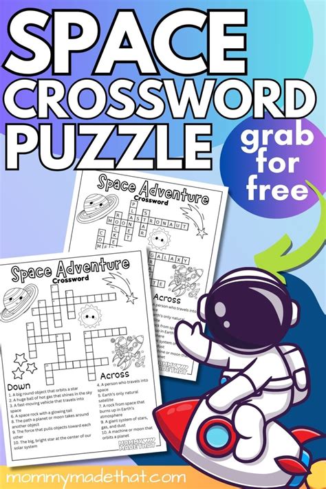 Space Crossword Puzzle for Kids (Free Printable & Answer Key)