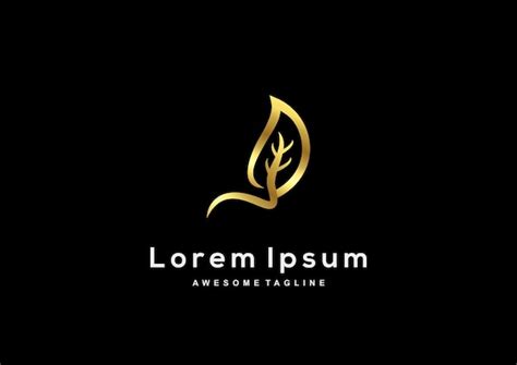 Luxury leaf gold color logo template | Free Vector