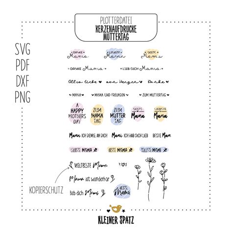 Plotterdatei, Laserdatei Motiv Kerzenaufdrucke Muttertag