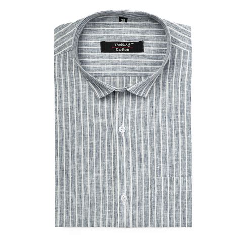 Grey Color Cotton Stripes Shirts For Men – Rooeeclub