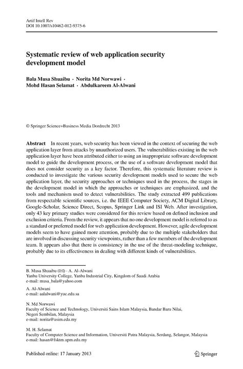 Systematic review of web application sec - Artif Intell Rev DOI 10 ...