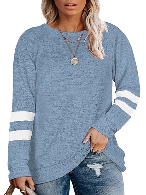 Women's Plus Size Sweatshirts Long Sleeve Tops Crewneck Shirts ...
