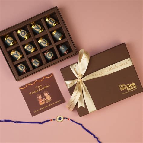 Love You Bro Rakhi Gift Box - 12 Pieces Assorted Chocolate Gift Box ...