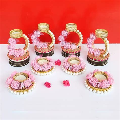 Buy GIFT JAIPUR Engineered Wood Handmade Reusable 8 Pc Pink Moti ...