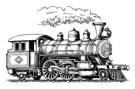 Steam Train Clip Art Black And White