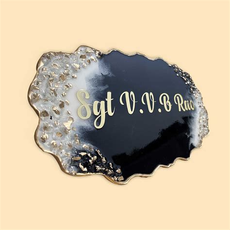 Buy Handcrafted Resin Gold Crystals Nameplate Online On Zwende