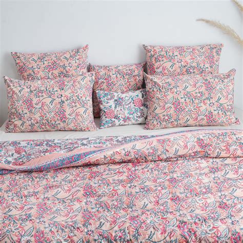 Pink Floral Crafted Pure Cotton King Size Duvet Cover – DMAASA