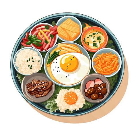Korean vector asian illustration menu set traditional restaurant korea ...