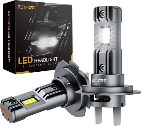 Zethors H7 LED Headlight Bulbs Advanced with Built-in Fan, 100W High ...