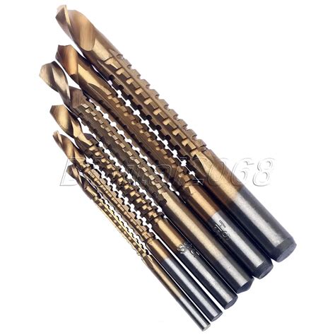 6pcs Titanium Coated HSS High Speed Steel Drill Bit Set Electric Drill Bits for Metal Milling ...
