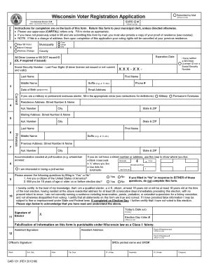 Wisconsin Voter Registration Application - Blank Fillable Template ...