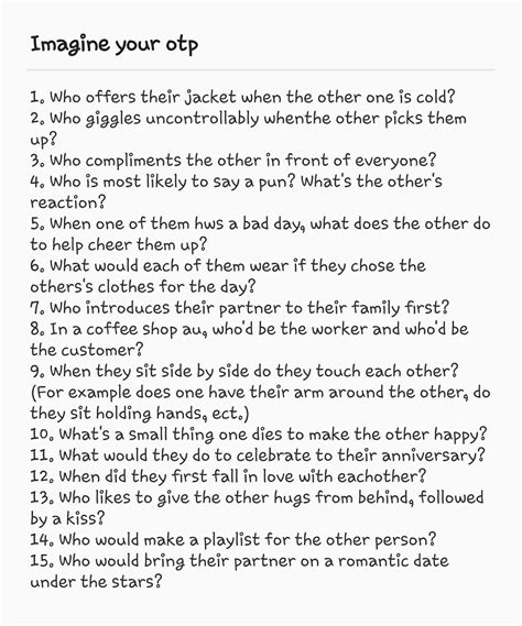 Writing Prompts: 50 Questions for Your OTP