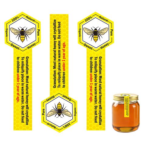 Buy Tamper Proof Pure Honey Stickers 1.5 x 4 Inches Tamper Evident ...
