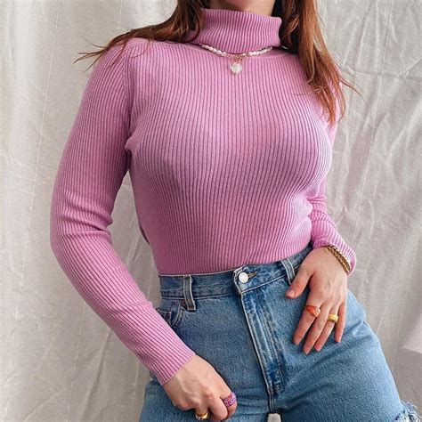 Stunning bubblegum pink turtleneck sweater!... - Depop