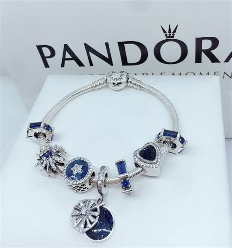 Genuine PANDORA s925 sterling silver bracelet blue series | Etsy