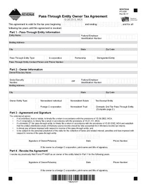 Fillable Online Pass-Through Entity Owner Tax Agreement Fax Email Print ...