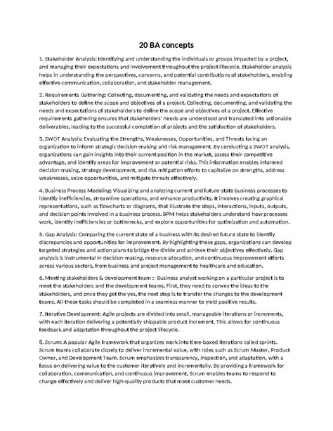 20 forums related to the BA concepts - 20 BA concepts Stakeholder ...