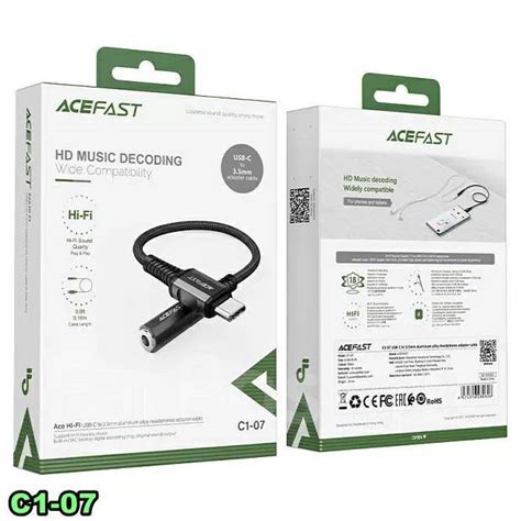 Переходник адаптер Premium Acefast с Type-C на 3.5 мм Jack, новый, в ...