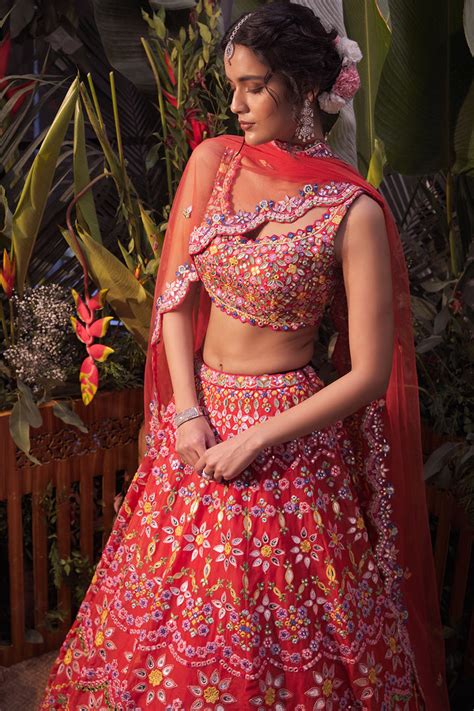 Burnt Orange Scalloped Lehenga – Aneesh Agarwaal