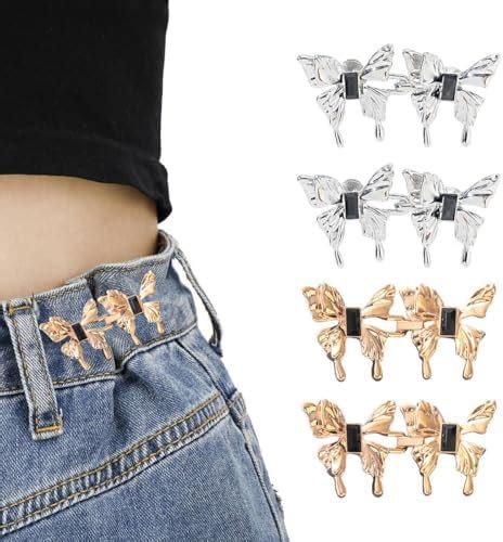 SANNIDHI® Butterfly Jeans Tightening Clips Buttons, 4 Pairs Waist Knots ...