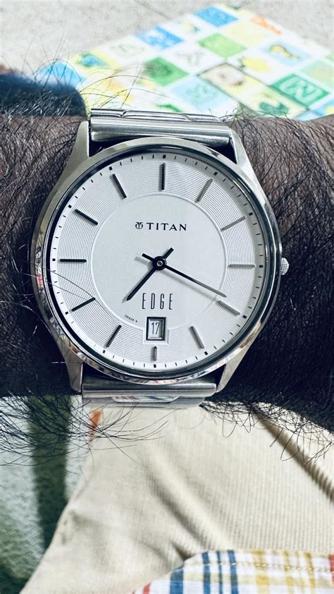 EDGE Titan Quartz Analog with Date Silver Dial Stainless Steel Strap ...