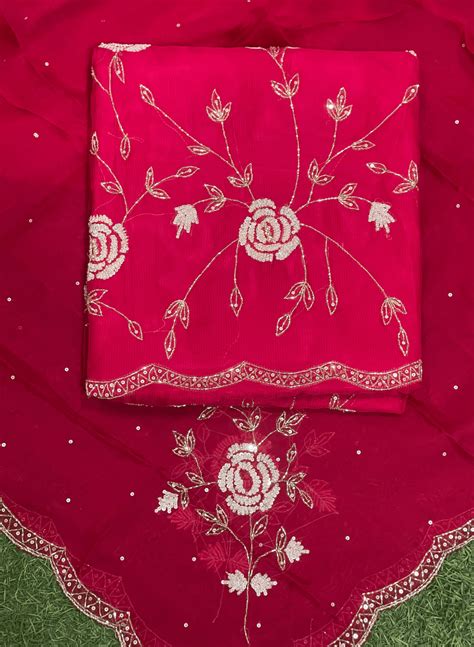 Hot-Pink | Organza Suit| Party Wear | Wedding | Jaggo | Ring Ceremony ...