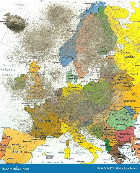 Europe Map with Volcano Dust 2 Stock Image - Image of dust, aircraft: 14040437