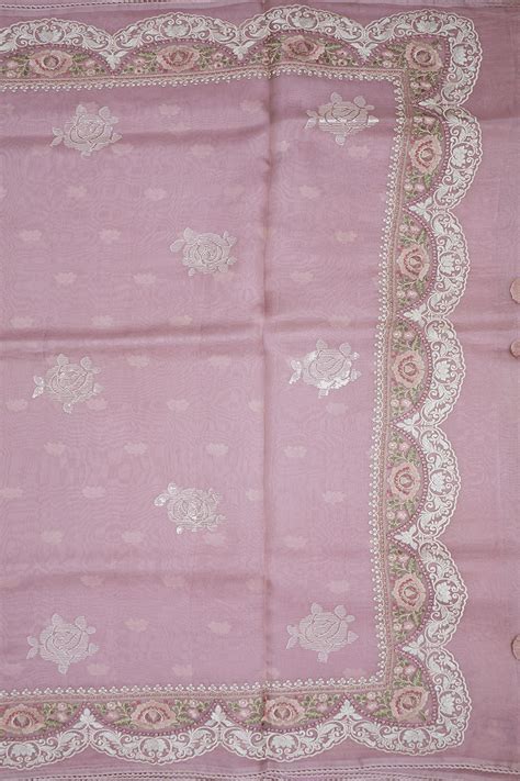 Embroidery Sequence Design Pale Pink Organza Silk Saree – Sundari Silks