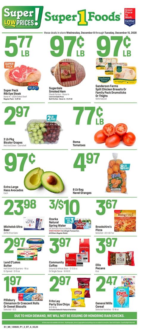 Super 1 Foods Ad Circular - 12/09 - 12/15/2020 | Rabato