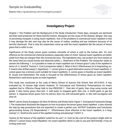 Image result for Investigatory Project Examples