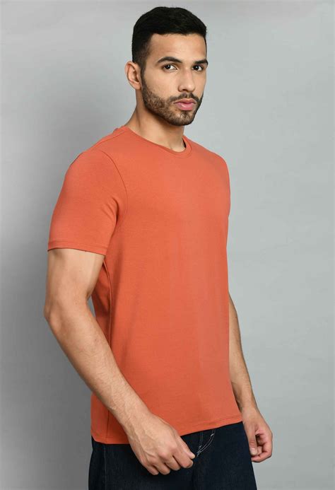 Men's Solid Rust Lycra Round Neck T-Shirt – SQUIREHOOD