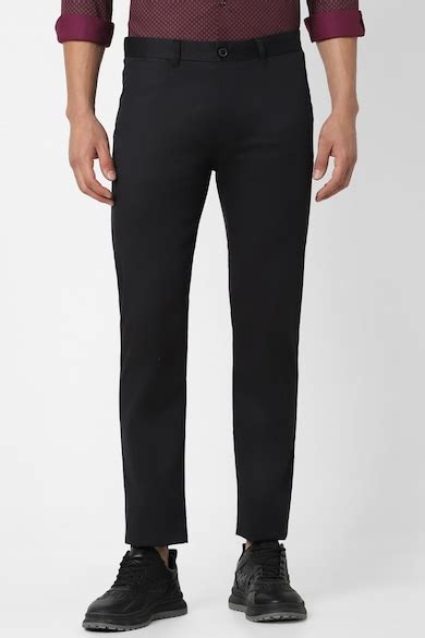 Buy Men Black Solid Super Slim Fit Chino Casual Trousers Online ...