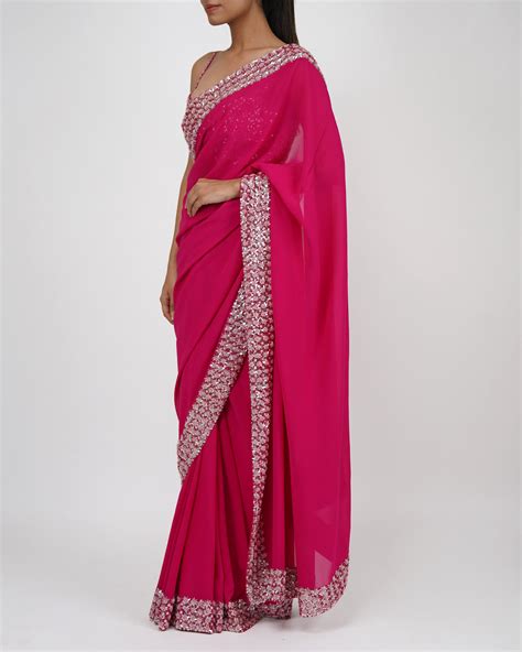 Flower Petal Saree (Hot Pink) – The Palace Atelier