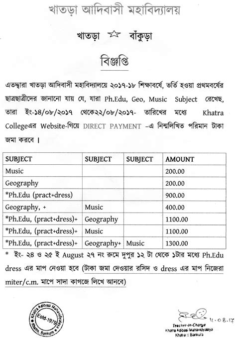 Notice Board :: Khatra Adibasi Mahavidyalaya