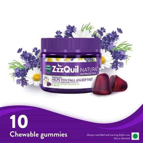 Buy VICKS ZZZQUIL NATURA STRAWBERRY LAVENDER FLAVOUR 10 CHEWABLE ...