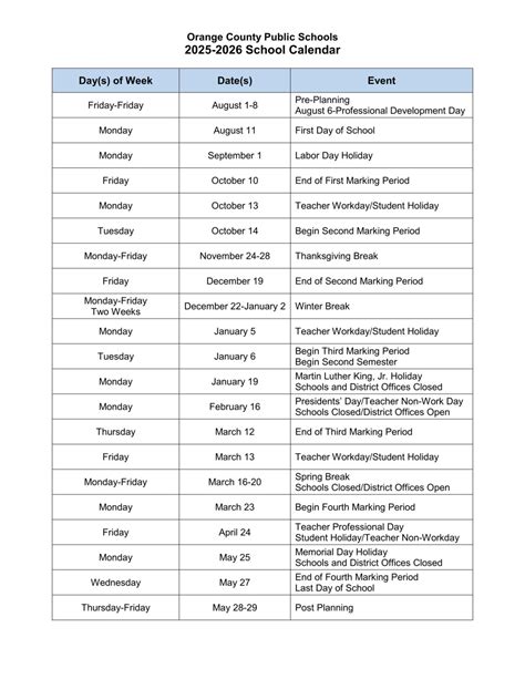 Orange County FL Schools Calendar 25-26 - EduCounty