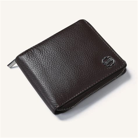 Buy Coin Caddy Zip Round Brown Leather Wallet for Men
