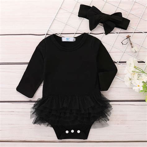 Shop Online Girls Black Solid Full-Sleeve Onesie with Headband at ₹629