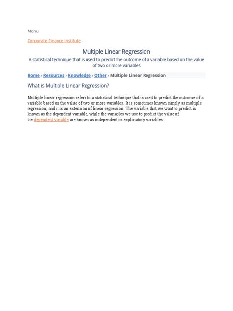 Image result for Multiple Linear Regression Paper Structure