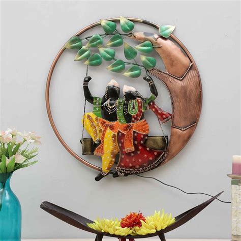Radhe Krishna In Ring wall décor with LED Lights (22 x 24 Inches) – Hansart