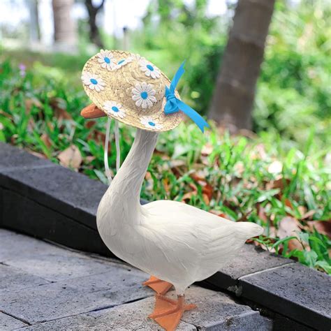 OugPiStiyk Porch Goose Outfits, 23 Inch Tall Cement Plastic Lawn Goose ...