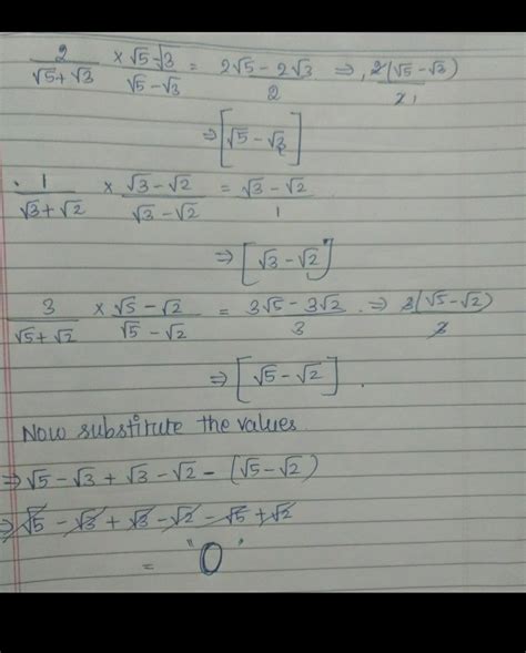 By rationalising the denominator of root2 /root 5 + root 3 salma got ...