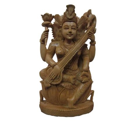 "Goddess Saraswati Playing Sitar O": Brown Craft by Ecraft India ...